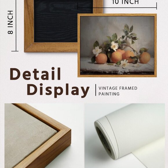 Vintage Farmhouse Framed Wall Art, Oranges Still Life Paintings Kitchen Decor Ae - Picture 5 of 7